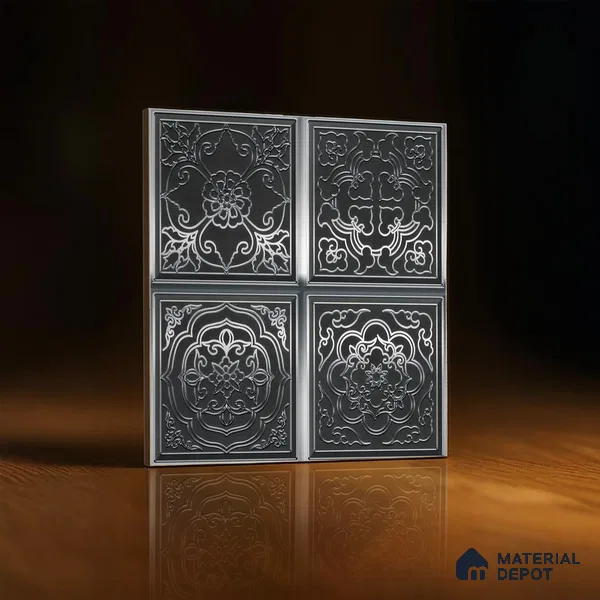 Metallic Wall Tile TL 07235 B Silver Royale 1 ft x 1 ft Ceramic Matte Finish - 9 mm  | 2 mm Spacer is Mandatory | Suitable For Bathroom, Kitchen, Dining Area | Please Expect a Slight Variation of Pattern (Sample)